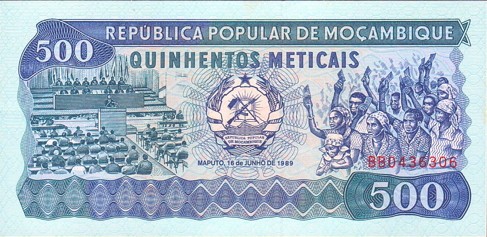 Mozambique 500 1989 UNC P-131/c